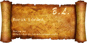 Borik Lóránt névjegykártya
